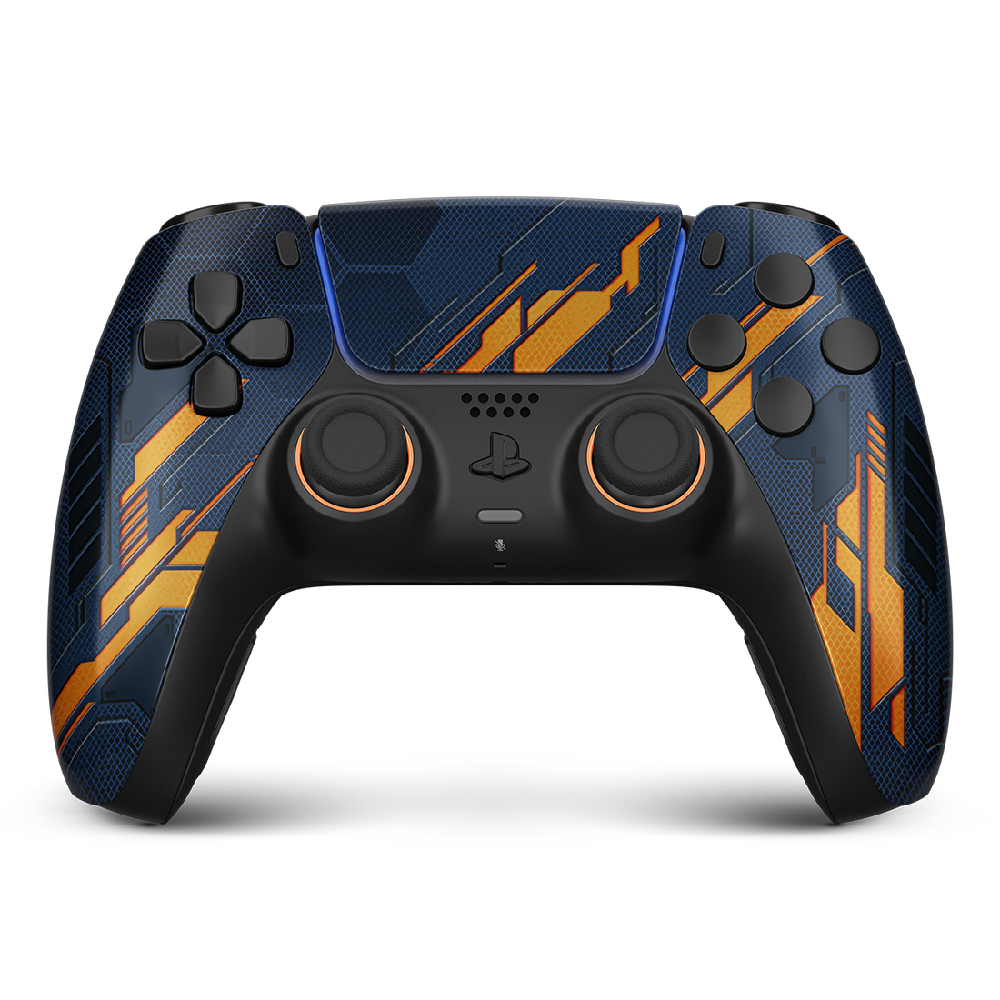 Blau-orange leuchtender Gaming-Controller (Vorderansicht)