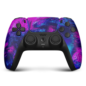 PS5 Pro Controller FLEX mit pink blauem Performance Design und schwarzen Tasten