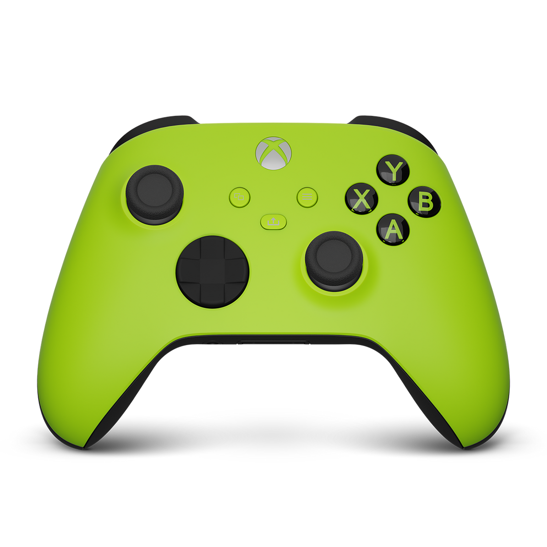 OMGN Limited Limeblaze Xbox Controller – Frontansicht in giftigem Neongrün mit schwarzen Akzenten und strukturierter D-Pad-Oberfläche
