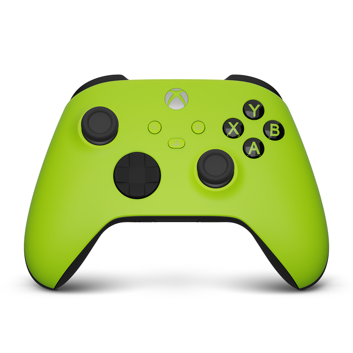 OMGN Limited Limeblaze Xbox Controller – Frontansicht in giftigem Neongrün mit schwarzen Akzenten und strukturierter D-Pad-Oberfläche
